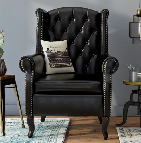 Leather wing chair high back - wing,